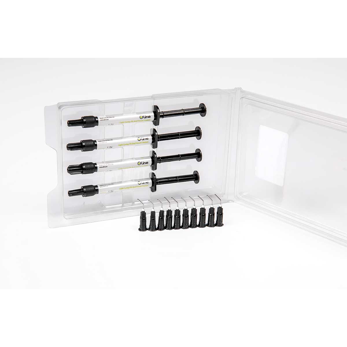 DLine Lichthärtendes Nano Flow Komposit 4x2g Spritzen 2xA2 & 2xA3 + 10 Tips Kopie