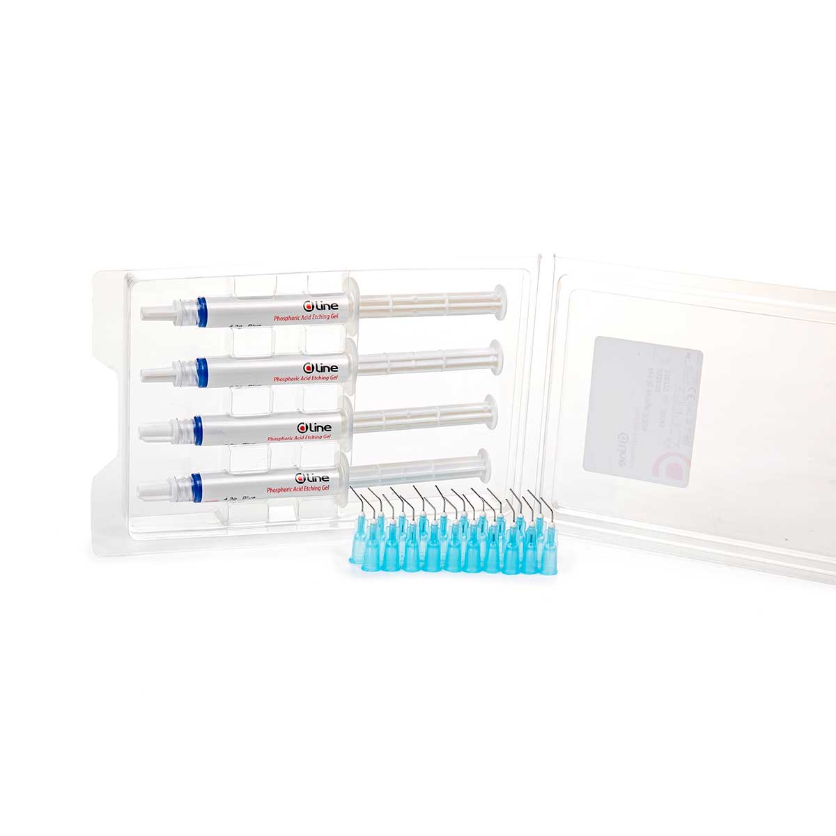 DLine Ätzgel auf Basis 37%-iger Phosphorsäure, Farbe blau 4x4,3g Spritzen + 10 Tips