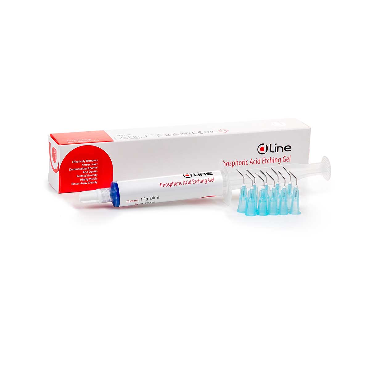 DLine Ätzgel auf Basis 37%-iger Phosphorsäure, Farbe blau 12g Spritze + 10 Tips